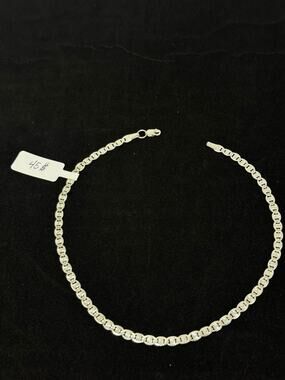 Sterling Silver Mariner Link Chain Necklace 19 Inch 4.2mm Diamond Cut 4.7g